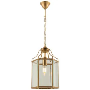 Cougar Arcadia Classic Gold Glass Lantern Pendant 1-Light by Cougar, a Pendant Lighting for sale on Style Sourcebook