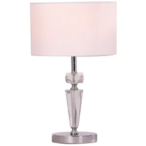 CLA Cristallo Contemporary Chrome Table Lamp Drum Shade Crystal Highlight White by Compact Lamps Australia, a Table & Bedside Lamps for sale on Style Sourcebook