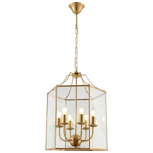 Cougar Arcadia Classic Gold Glass Lantern Pendant 6-Light by Cougar, a Pendant Lighting for sale on Style Sourcebook