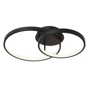 Zola Black Modern LED Semi-Flush Mount Ceiling Light 2-Light by Cougar, a LED Lighting for sale on Style Sourcebook