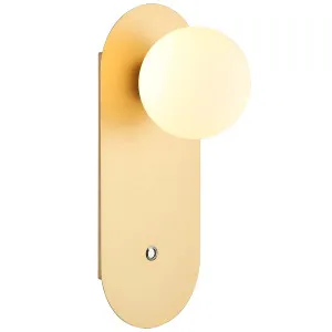 CLA Ovalis Modern Interior Wall Light Opal Diffuser Gold Oblong Base with Switch Gold by Compact Lamps Australia, a Wall Lighting for sale on Style Sourcebook