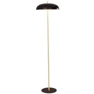 CLA Paraguas Mid-Century Modern Dome Shade Floor Lamp with Brass Rod Black by Compact Lamps Australia, a Floor Lamps for sale on Style Sourcebook