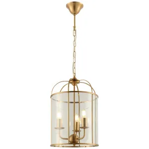 Cougar Clovelly Transitional Gold Glass Lantern Pendant 3-Light by Cougar, a Pendant Lighting for sale on Style Sourcebook