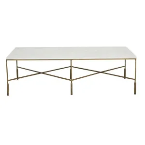 Verona Charm Cross Coffee Table - White Marble - Antique Brass by null, a Coffee Table for sale on Style Sourcebook