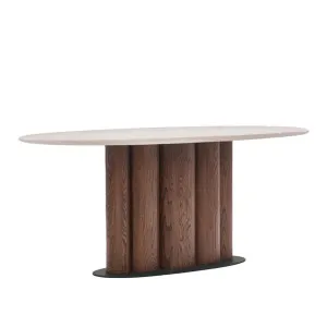 Natadora Kora Oval Dining Table - Natural Travertine/Walnut by null, a Dining Tables for sale on Style Sourcebook