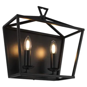 Cougar Perigan Modern Candelabra 2 Light Open Frame Wall Light Black by Cougar, a Wall Lighting for sale on Style Sourcebook