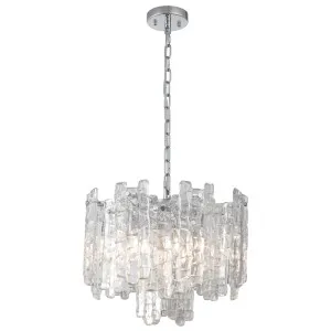Cougar Riviera Modern Luxe 5 Light Textured Ice Glass Pendant Chrome by Cougar, a Pendant Lighting for sale on Style Sourcebook