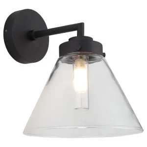 Cougar Matisse Minimalist Tapered Clear Glass Wall Light Black by Cougar, a Wall Lighting for sale on Style Sourcebook