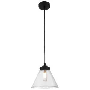 Cougar Matisse Minimalist Tapered Clear Glass Pendant Black by Cougar, a Pendant Lighting for sale on Style Sourcebook