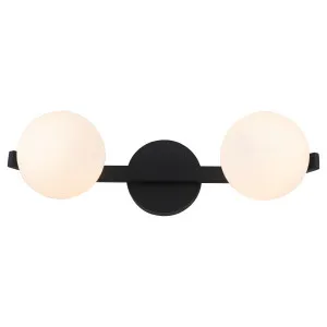 Cougar Rayna Minimalist 2 Light Opal Matte Glass Orb Wall Light Black by Cougar, a Wall Lighting for sale on Style Sourcebook