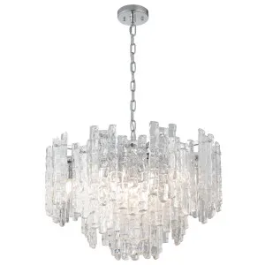 Cougar Riviera Modern Luxe 10 Light Textured Ice Glass Pendant Chrome by Cougar, a Pendant Lighting for sale on Style Sourcebook