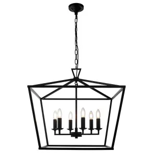 Cougar Perigan Modern Candelabra 6 Light Open Frame Pendant Black by Cougar, a Pendant Lighting for sale on Style Sourcebook