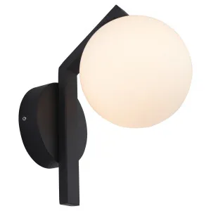 Cougar Rayna Minimalist Opal Matte Glass Orb Wall Light Black by Cougar, a Wall Lighting for sale on Style Sourcebook
