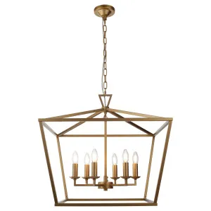 Cougar Perigan Modern Candelabra 6 Light Open Frame Pendant Gold by Cougar, a Pendant Lighting for sale on Style Sourcebook
