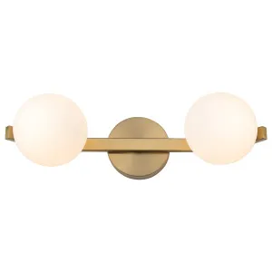 Cougar Rayna Minimalist 2 Light Opal Matte Glass Orb Wall Light Gold by Cougar, a Wall Lighting for sale on Style Sourcebook