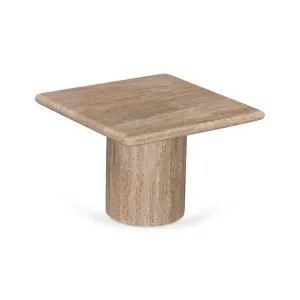 Ex Display - Costin 50cm Travertine Top Side Table - Natural by Interior Secrets - AfterPay Available by Interior Secrets, a Side Table for sale on Style Sourcebook