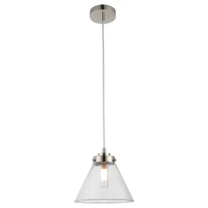 Cougar Matisse Minimalist Tapered Clear Glass Pendant Polished Nickel by Cougar, a Pendant Lighting for sale on Style Sourcebook