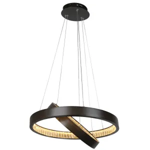 MDA Lighting Margo 2 Tier Crystal Ring LED Pendant Brown by MDA Lighting, a Pendant Lighting for sale on Style Sourcebook