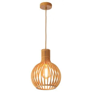 MDA Lighting Boaz Modern Natural Timber Barrel Cage Pendant Small by MDA Lighting, a Pendant Lighting for sale on Style Sourcebook