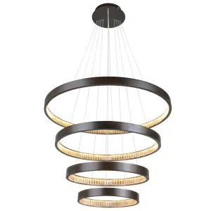 MDA Lighting Margo 4 Tier Crystal Ring LED Pendant Brown by MDA Lighting, a Pendant Lighting for sale on Style Sourcebook