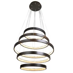 MDA Lighting Margo 5 Tier Crystal Ring LED Pendant Brown by MDA Lighting, a Pendant Lighting for sale on Style Sourcebook