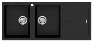 Santorini Double Bowl Topmount Sink With Right Drainer In Black By Oliveri by Oliveri, a Kitchen Sinks for sale on Style Sourcebook