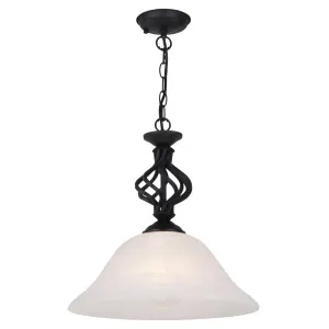 MDA Lighting Geneva Swirl Metal Accent Vintage Frosted Glass Pendant Black by MDA Lighting, a Pendant Lighting for sale on Style Sourcebook