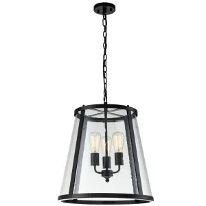 MDA Lighting Lauren Clear Seeded Glass Pendant in Black Iron Finish Large by MDA Lighting, a Pendant Lighting for sale on Style Sourcebook
