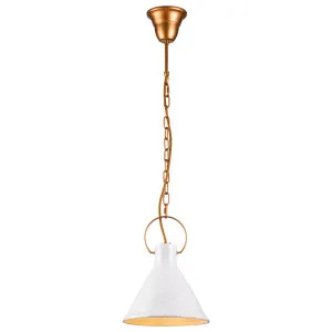 MDA Lighting Ivy Hand-Finished Porcelain Textured Cone Pendant White with Gold Metalware by MDA Lighting, a Pendant Lighting for sale on Style Sourcebook