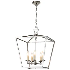 MDA Lighting Huntley Satin Nickel Candelabra Open Lantern Pendant 5 Light by MDA Lighting, a Pendant Lighting for sale on Style Sourcebook