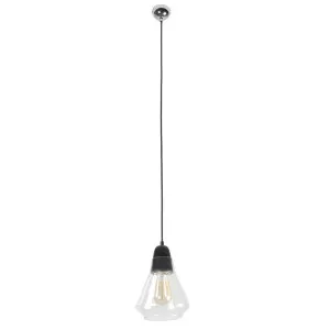 MDA Lighting Ellise Sculptural Clear Glass Pendant with Textured Holder Black by MDA Lighting, a Pendant Lighting for sale on Style Sourcebook