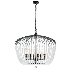MDA Lighting Evelyn 8 Light Sculpted Iron Chandelier with Draped Crystal Beads Black by MDA Lighting, a Chandeliers for sale on Style Sourcebook