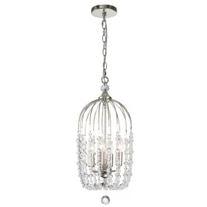 MDA Lighting Evelyn 4 Light Sculpted Iron Pendant with Draped Crystal Beads Nickel by MDA Lighting, a Chandeliers for sale on Style Sourcebook
