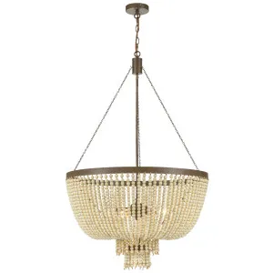 MDA Lighting Maddisson Bronze Iron Pendant with Hand-Painted Timber Beads Medium by MDA Lighting, a Pendant Lighting for sale on Style Sourcebook