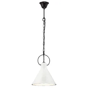 MDA Lighting Ivy Hand-Finished Porcelain Textured Cone Pendant White with Black Metalware by MDA Lighting, a Pendant Lighting for sale on Style Sourcebook