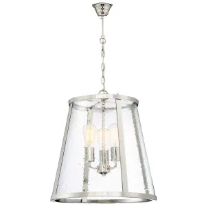 MDA Lighting Lauren Clear Seeded Glass Iron Pendant in Polished Nickel Finish Large by MDA Lighting, a Pendant Lighting for sale on Style Sourcebook