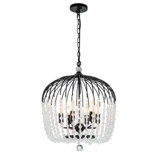 MDA Lighting Evelyn 6 Light Sculpted Iron Chandelier with Draped Crystal Beads Black by MDA Lighting, a Chandeliers for sale on Style Sourcebook