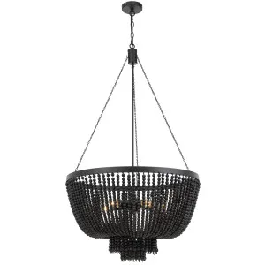 MDA Lighting Maddisson Black Iron Pendant with Hand-Painted Timber Beads Medium by MDA Lighting, a Pendant Lighting for sale on Style Sourcebook