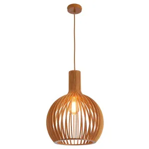 MDA Lighting Boaz Modern Natural Timber Barrel Cage Pendant Medium by MDA Lighting, a Pendant Lighting for sale on Style Sourcebook