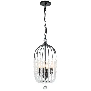 MDA Lighting Evelyn 4 Light Sculpted Iron Pendant with Draped Crystal Beads Black by MDA Lighting, a Chandeliers for sale on Style Sourcebook