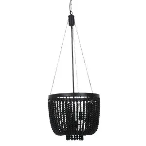 MDA Lighting Maddisson Black Iron Pendant with Hand-Painted Timber Beads Small by MDA Lighting, a Pendant Lighting for sale on Style Sourcebook