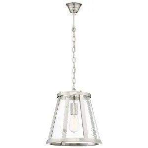MDA Lighting Lauren Clear Seeded Glass Iron Pendant in Polished Nickel Finish Medium by MDA Lighting, a Pendant Lighting for sale on Style Sourcebook