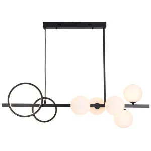 MDA Lighting Lewis Matte Opal Glass Iron Bar Pendant with LED Rings Black by MDA Lighting, a Pendant Lighting for sale on Style Sourcebook