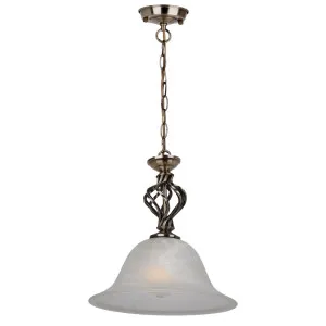 MDA Lighting Geneva Swirl Metal Accent Vintage Frosted Glass Pendant Antique Brass by MDA Lighting, a Pendant Lighting for sale on Style Sourcebook