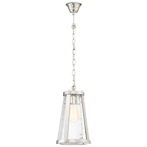 MDA Lighting Lauren Clear Seeded Glass Iron Pendant in Polished Nickel Finish Small by MDA Lighting, a Pendant Lighting for sale on Style Sourcebook