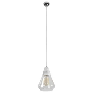 MDA Lighting Ellise Sculptural Clear Glass Pendant with Textured Holder White by MDA Lighting, a Pendant Lighting for sale on Style Sourcebook