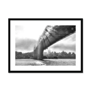 Sydney Harbour Bridge Light Through Fog Framed Print by null, a Prints for sale on Style Sourcebook