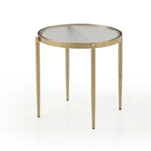 Gatsby 48cm Round Side Table Fluted Glass Gold Metal by null, a Side Table for sale on Style Sourcebook