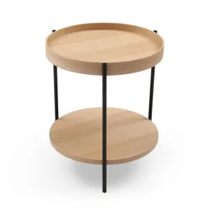 Cleo 40cm Round Side Table With Storage Shelf Ash by null, a Side Table for sale on Style Sourcebook