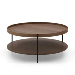 Cleo 90cm Round Coffee Table Walnut With Storage Shelf by null, a Coffee Table for sale on Style Sourcebook